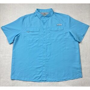 Realtree Fishing Mens 2XL Blue Grotto Short Sleeve Button Down Shirt TS1540
